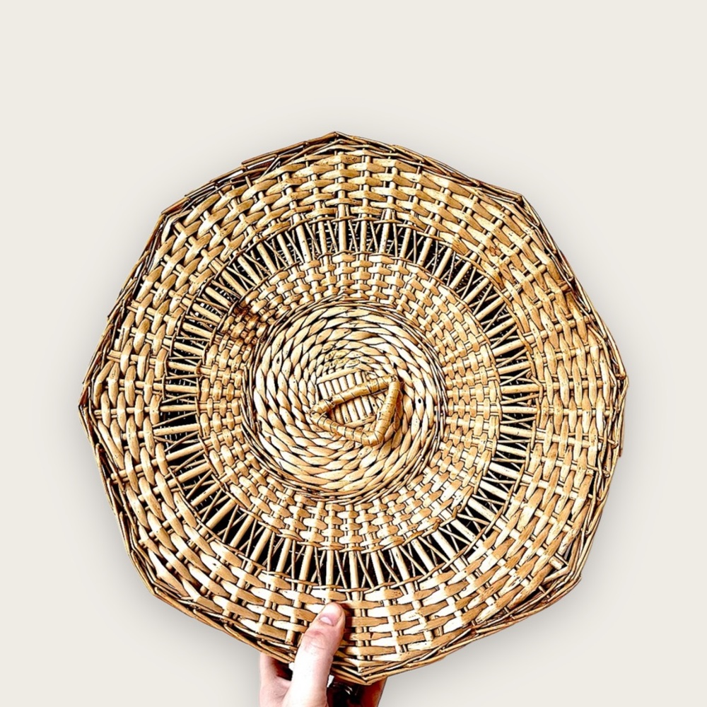 Large Boho Wicker Rattan Basket with Lid